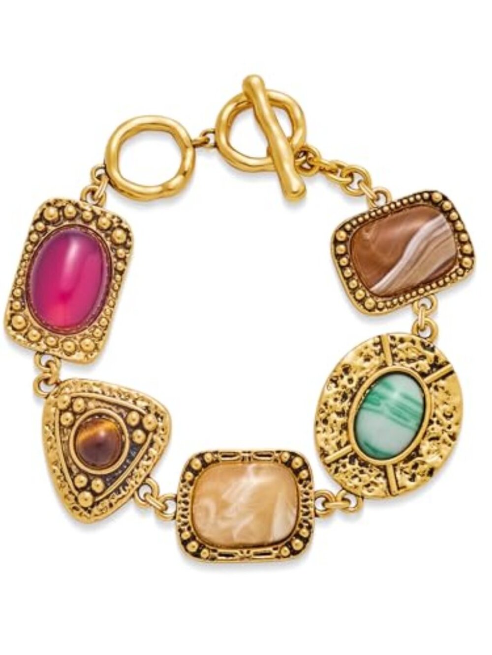 New‎ -  Vintage Geometric Stone Charm Bracelets for Women Trendy Chunky Gold